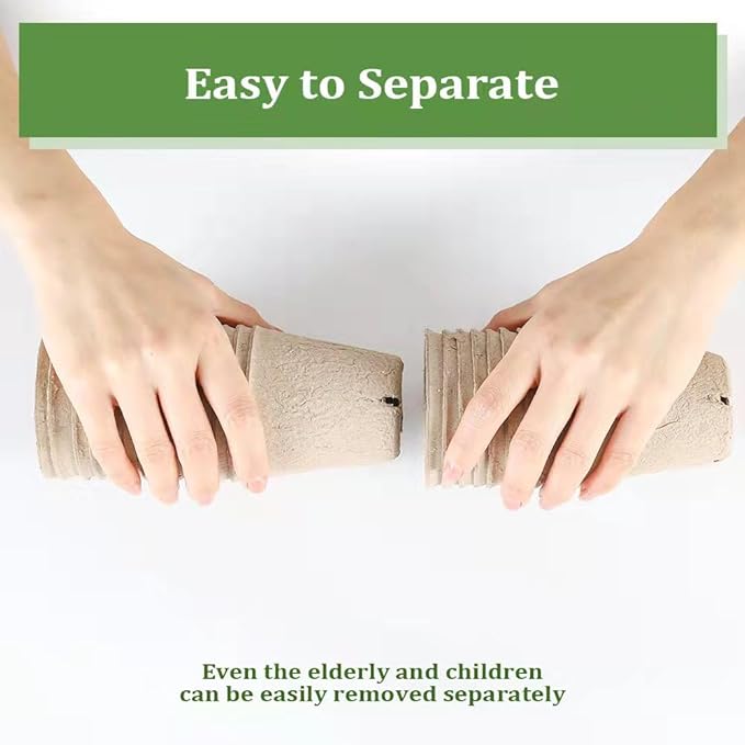 Seed Starter Trays, 174 Pcs 3.15 Inch Round Biodegradable Peat Pots, Drainage Holes Nursery Pot, (Light Brown Round)