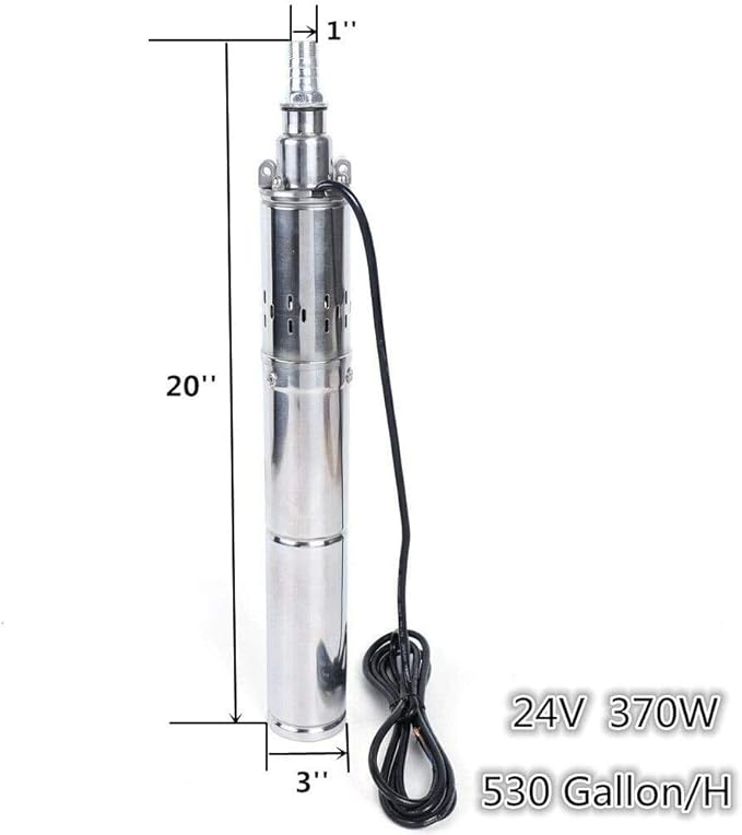 3 Inch Solar Water Pump Submersible Well Deep Bore Screw Well Garden Irrigation Kit with MPPT Controller (24V 370W)