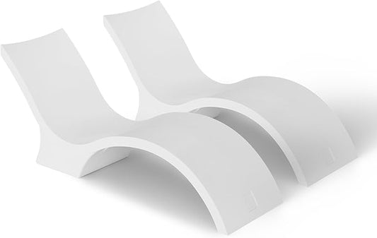 Ledge Lounger - Signature Chaise Deep - Inside Pool & Sun Shelf Lounge Chair - Designed for Deep Shelves 10”-15” - Compatible with All Pool Types - Poolside & Sun Deck Tanning - Set of 2 - White