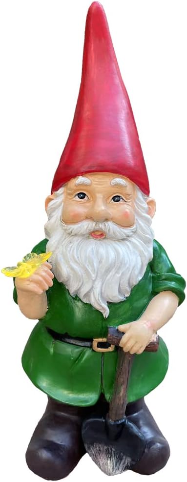 Solar Powered 2 Gnomes Playing with Ball, Decorated Solar Light, Garden Decorations Statues, Garden Light Decor for Lawn Ornaments