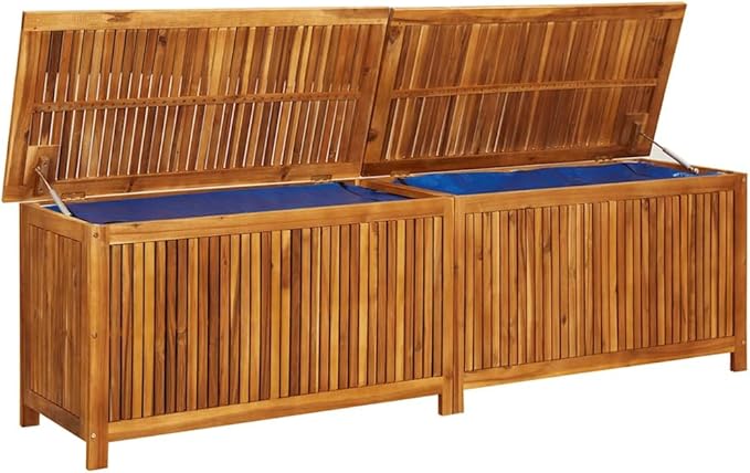 vidaXL Outdoor Storage Box, Deck Box with Gas-Lift Lid, Storage Chest with Water-Resistant Zippered Bag Inside, 78.7''x19.7''x22.8'', Solid Acacia Wood