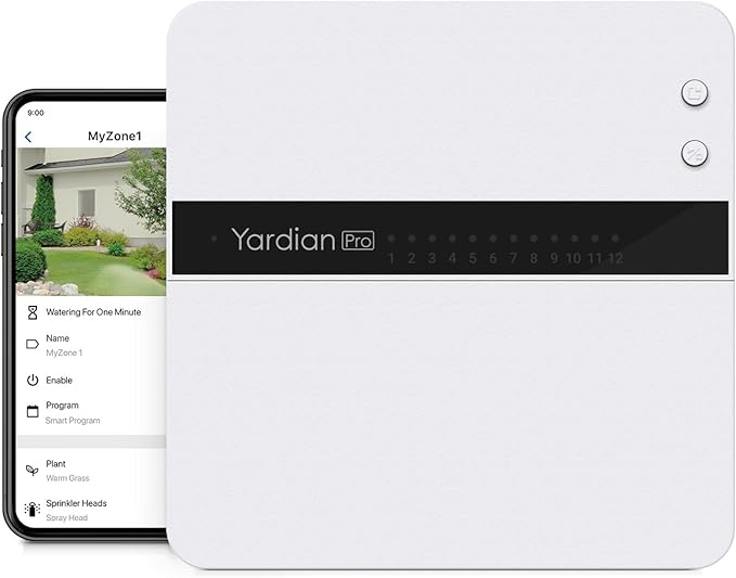 Yardian Pro Smart Sprinkler Controller 8 Zone - Control Buttons, Apple HomeKit, Alexa, Google Assistant and Home Assistant Compatible, Enhanced Wi-Fi, RJ45, Level VI Worldwide Power Supply