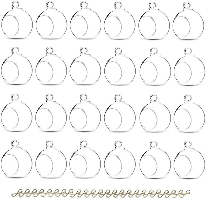 Sziqiqi 3.15" Glass Globes Glass Bulbs Hanging Tea Light Holder Terrarium Container Wedding Centerpiece Backyard Decoration Christmas Ornaments 20pcs+4 Extra
