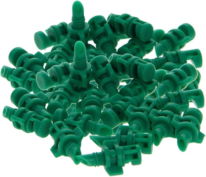 MroMax 50Pcs 180 Degree Micro Sprayer Automizing Sprinkler Nozzle Hydroponic Aeroponic Misters Fan Jet for Miniature Garden Lawn Plant Irrigation System Green