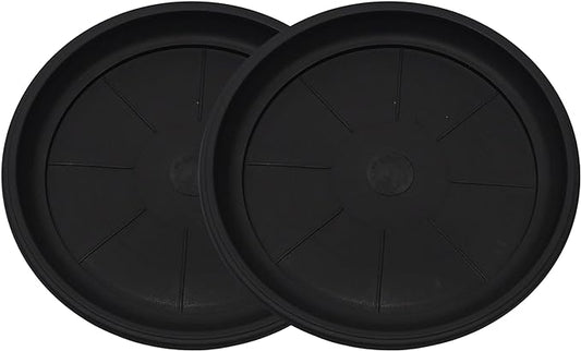11" Decorative Heavy Duty Tray/Saucer (2 Pack) Pot/Planter Base for Indoor/Outdoor Decor (11 inches, Black)