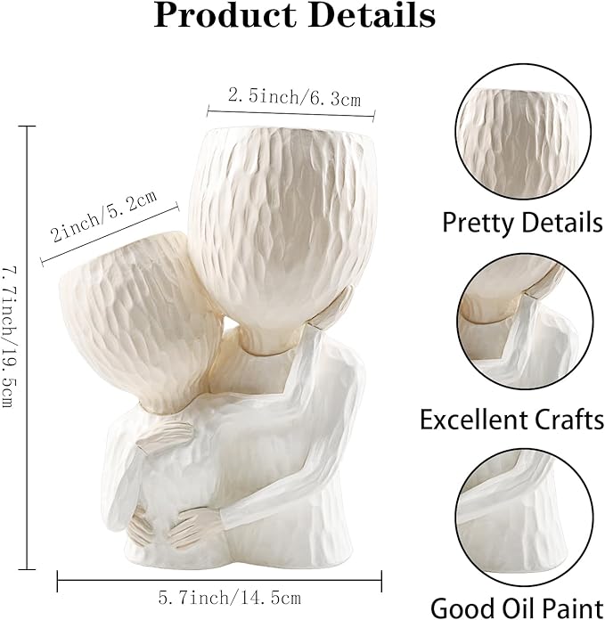 Head Planter for Indoor Plants Face Flower Pots Outdoor Plant Accessories Mug Succulent Planters with Drainage Hole Husband Hug Wife