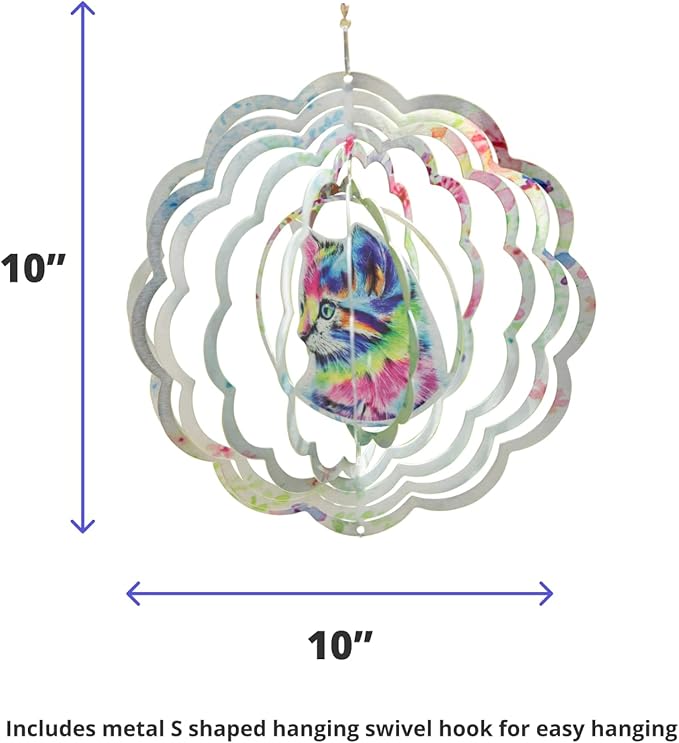 VP Home Colorful Cat Kinetic Wind Spinners for Yard and Garden Wind Spinner Outdoor Metal Large Hanging Cat Decor 3D Garden Art Wind Sculpture Spinners Cat Garden Decor Kinetic Art Garden Spinner