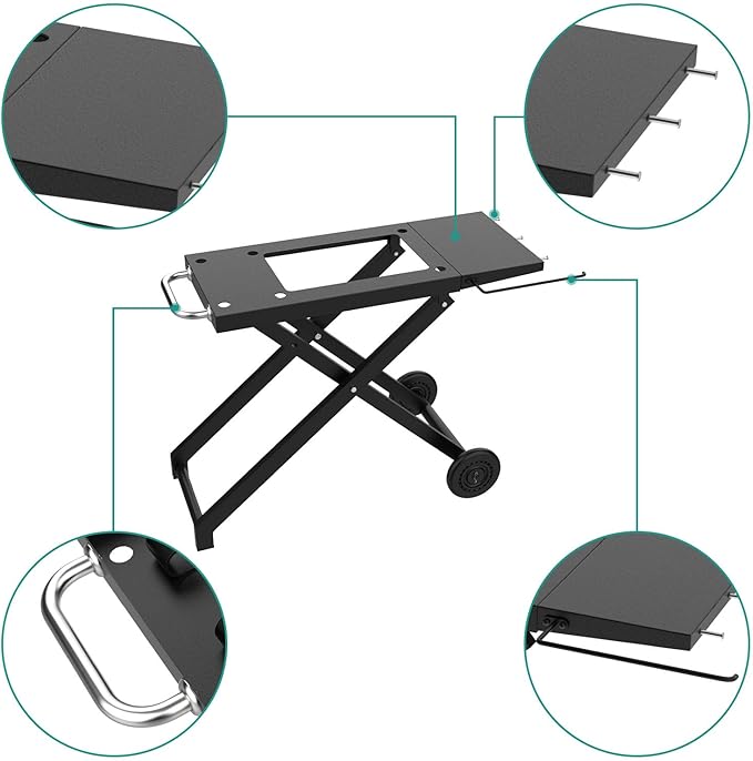 Foldable Grill Cart and Cover for Blackstone 17" and 22" Table Top Griddles, Grill Stand for Blackstone 17inch & 22inch TableTop Griddle, Camping and Outdoor Cooking.