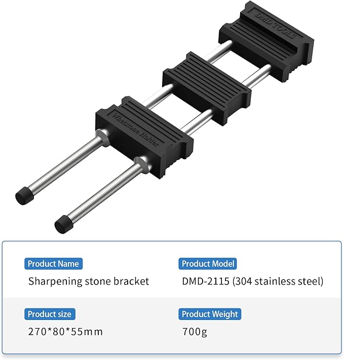 DMD Adjustable Whetstone Holder | Stainless Steel Sharpening Stone Base with Non-Slip Rubber | Secure Knife Sharpening for Kitchen, Workshop & Outdoor Use
