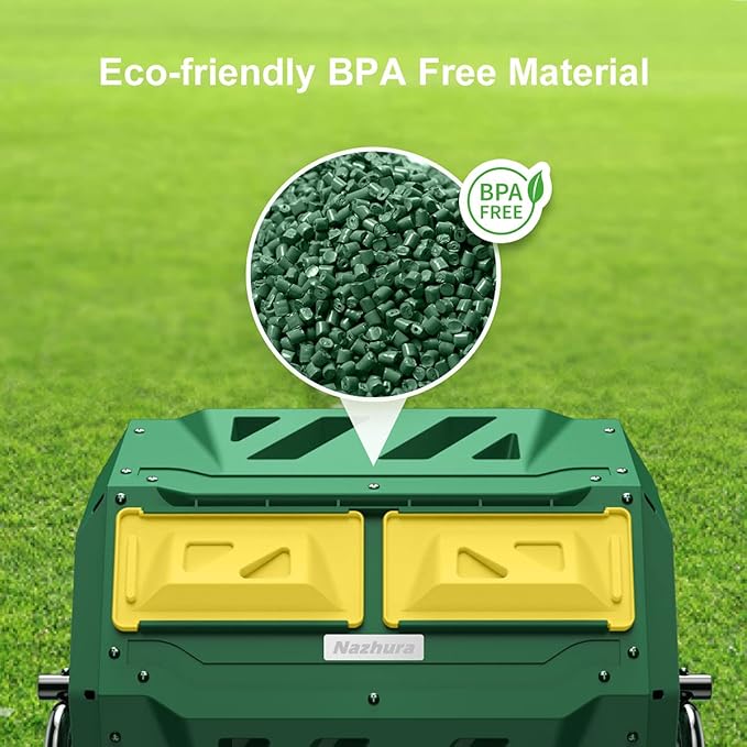 Compost Tumbler Bin Composter Dual Chamber 43 Gallon (Bundled with Pearson's Gardening Gloves)