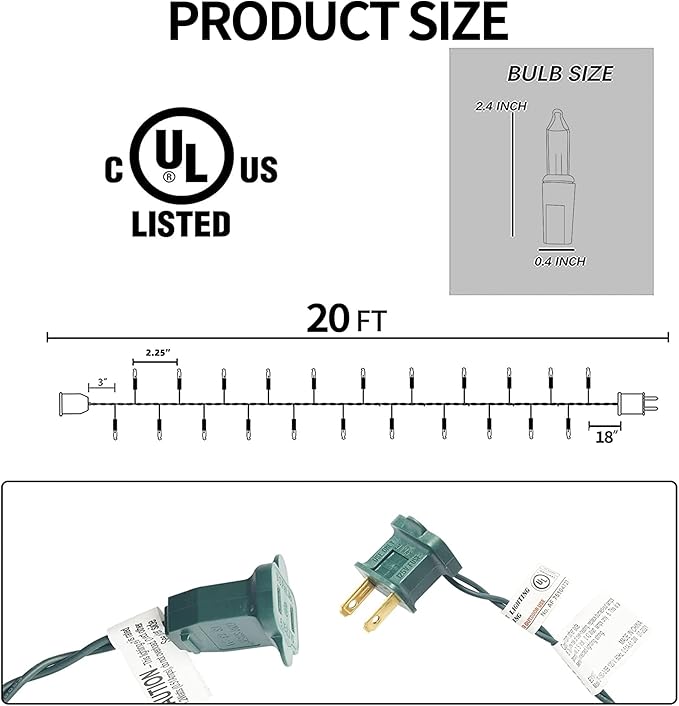 TW SHINE Red Christmas Lights, 20FT 100 Count Incandescent Christmas Mini Tree String Lights, Waterproof Christmas Decorations for Outdoor Indoor Xmas Patio Home Party Garden Yard Decor