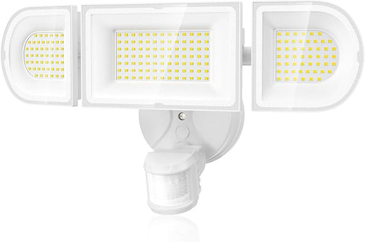 Olafus 180W Motion Sensor Outdoor Lights, 18000lm Dusk to Dawn LED Flood Lights Outdoor Wired, 6500K Daylight Motion Lights for Outside, IP65 Waterproof Exterior Security Light, White