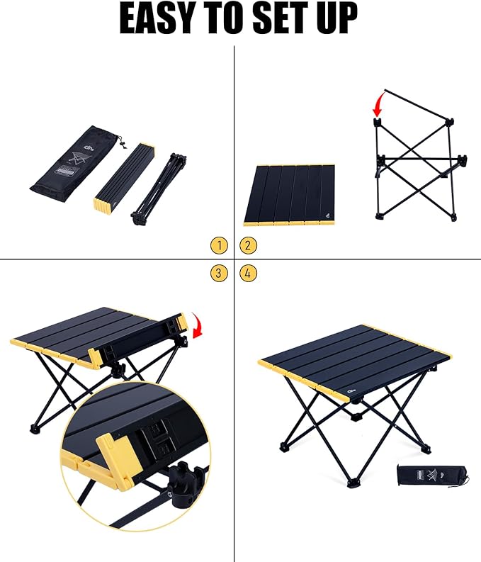 iClimb Ultralight Compact Camping Folding Table with Carry Bag (Silver - L)