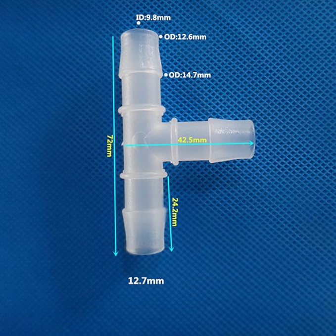Unifizz T - Piece Hose Equal Paths Tube Accessories,12.7mm Equal Paths Plastic Hose Tube Connector For Cooling Watering Irrigation, Transparent, 10Pcs