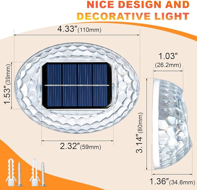 Solar Lights Decor Outdoor, Led Atmosphere Lights IPX4 Waterproof Lamp for Outdoor Wall, Stairs, Step, Fence, Yard, Patio, and Pathway (4 Pack)
