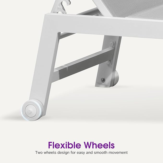 PURPLE LEAF Lounge Chair Pool Chaise Lounge Outdoor Cream 2 Sets