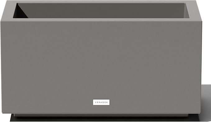 Veradek Block Series Long Box Planter - Large Rectangular Planter for Indoor or Outdoor Patio/Porch | Durable All-Weather Use with Drainage Holes | Modern Décor for Tall Plants, Flowers or Shrubs