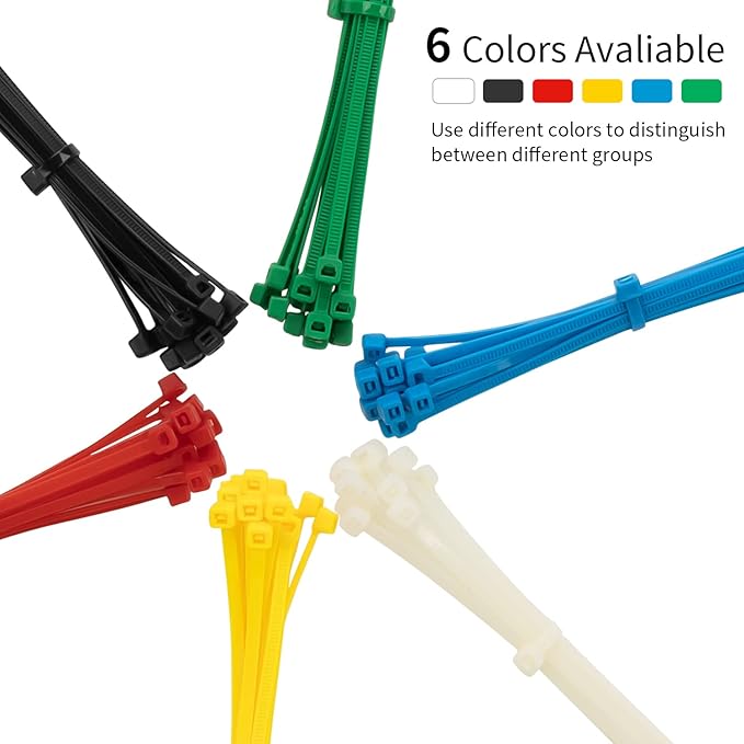 XINGO Cable Zip Ties (120 Pack), 40 Lbs Tensile Strength-Heavy Duty,Self-Locking Nylon Plastic Wire Ties in Assorted Sizes and Colors for indoor and outdoor(8 Inch, Colorful)