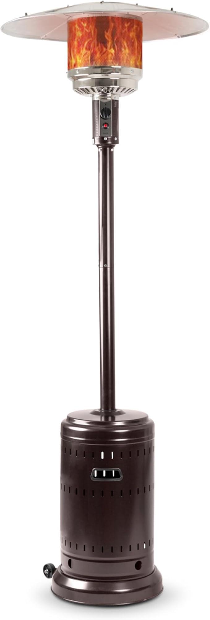 Amazon Basics 46,000 BTU Outdoor Propane Patio Heater with Wheels, Commercial & Residential, Havana Bronze, with Water Tank, 32.1 x 32.1 x 91.3 inches (LxWxH)