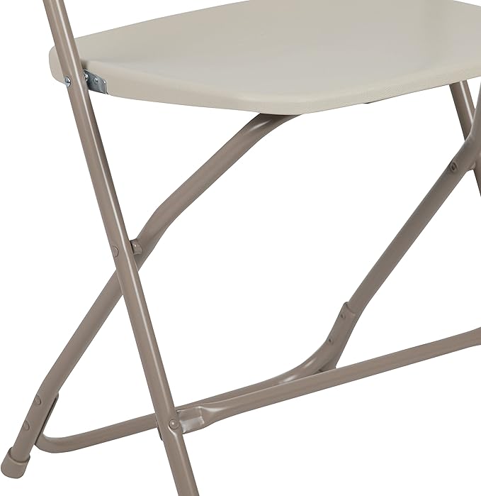 Flash Furniture Hercules Series Plastic Folding Chair - Beige - 4 Pack 650LB Weight Capacity Comfortable Event Chair-Lightweight Folding Chair