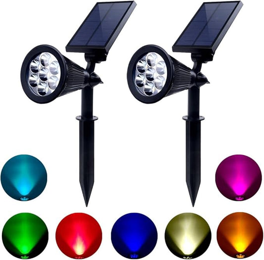 Solar Lights Outdoor Colored Waterproof 7 LED Color Changing Solar Spot Lights Landscape Spotlight for Yard Garden Patio Lawn 2 Pics