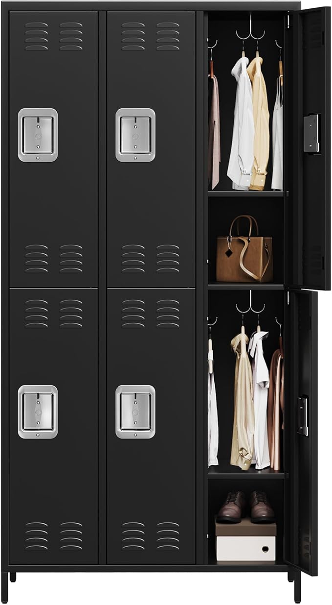 GAOMON Metal Lockers, 6-Door Metal Storage Cabinets Locker, Secure Storage Solution, Perfect for Offices, Gyms, Schools & Homes, Organizes Personal and Work Belongings Easily