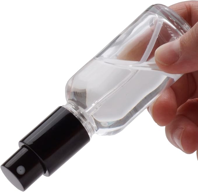 YIZHAO Clear Glass Spray Bottles 4oz, with Small Fine Mist Spray, Metal Cap, Refillable for Essential Oil,Travel,Cleaning,Perfume,Aromatherapy,Makeup – 9 Pcs