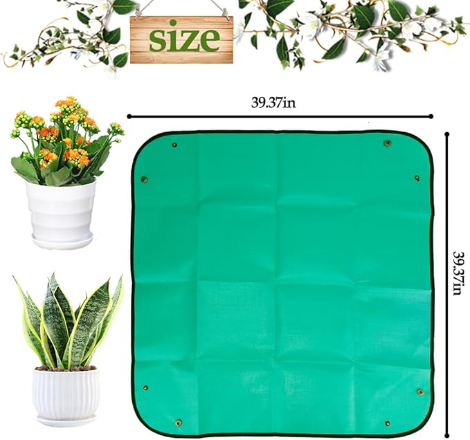 Repotting Mat,Plant Accessories Indoor,Garden Tool Set,Gardening Supplies,Gardening Tools,Indoor Gardening System,Garden Supplies,Gardening Hand Tools,Gifts for Gardeners Woman(Green 39.37*39.37 in)