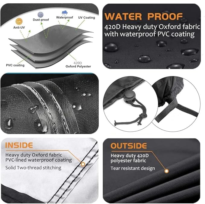 Blackhose 40" x 40" x 28" Square Gas Fire Pit Cover - Waterproof 600D Heavy Duty, Dustproof, Anti UV