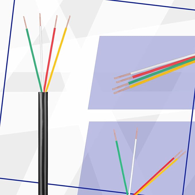 Hoolerry Solid Sprinkler System Wire 18 Gauge Irrigation Wire with UV Resistant PVC Jacket Sprinkler Cable for Underground Irrigation Field Central Control System 30v Ul Listed(18/4, 50 Ft)