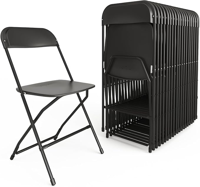 Flash Furniture Hercules Series Plastic Folding Chair - Black - 20 Pack 650LB Weight Capacity Comfortable Event Chair-Lightweight Folding Chair