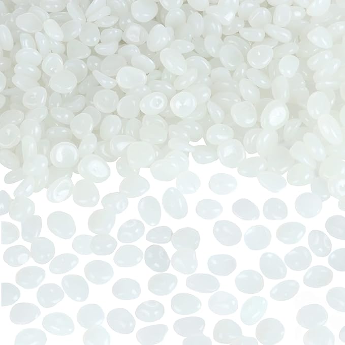 Glow in The Dark Rocks Outdoor Decorative Stones, 1000 PCS White Glows Blue Small Luminous Pebbles for Garden Walkway Fish Tank Aquarium Planter Vase Filler