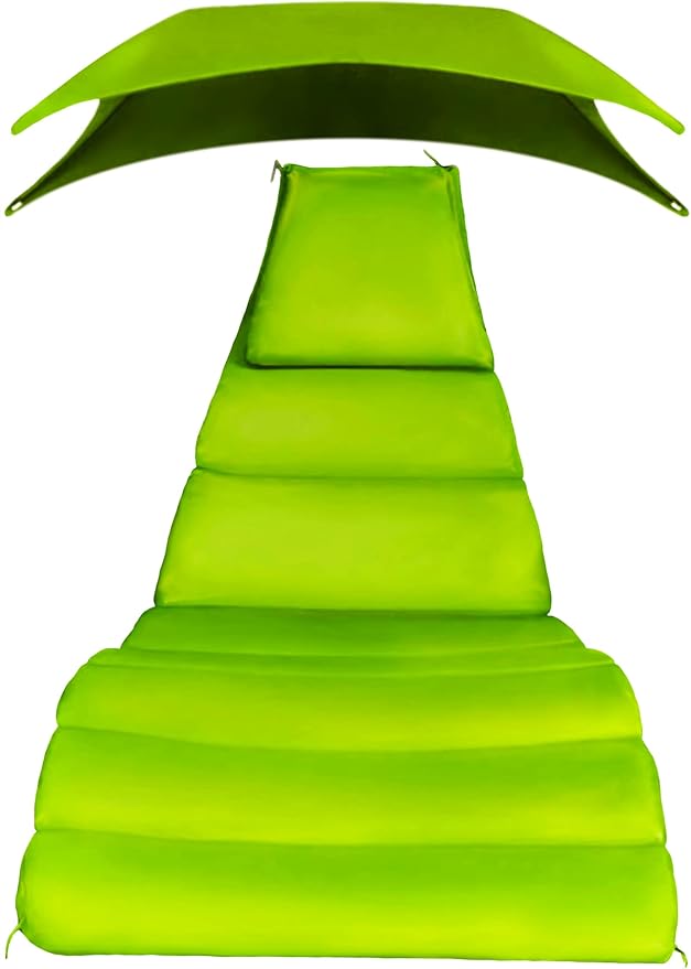 Weatherproof Replacement Cushion Pad and Umbrella for Hanging Lounge Chair Outdoor Chaise Hanging Hammock Chair - Long-Lasting, Fade-Resistant, Quick-Dry, Outdoor Lounge Replacement Set (Green)