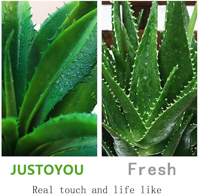 JUSTOYOU Large 12.5" Artificial Succulents Aloe Plants Real Touch Fake Flowers Unpotted for Home Wedding Festival Arrangement (1, Green)