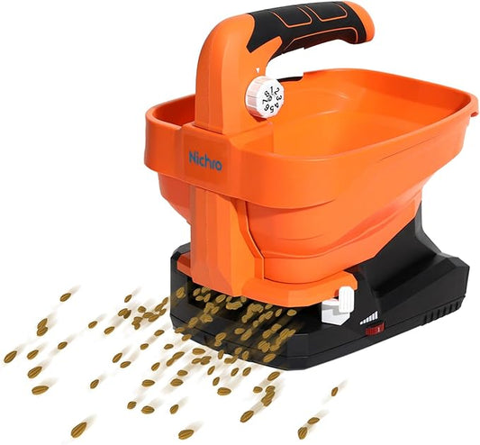 Seed Spreader, USB Rechargeable Handheld Grass Seed Spreader, Fertilizer Spreader with 8 Seed Settings & 6 Speed Levels, Lawn Spreader for Seed, Feed, Weed, and Salt (Battery Included)