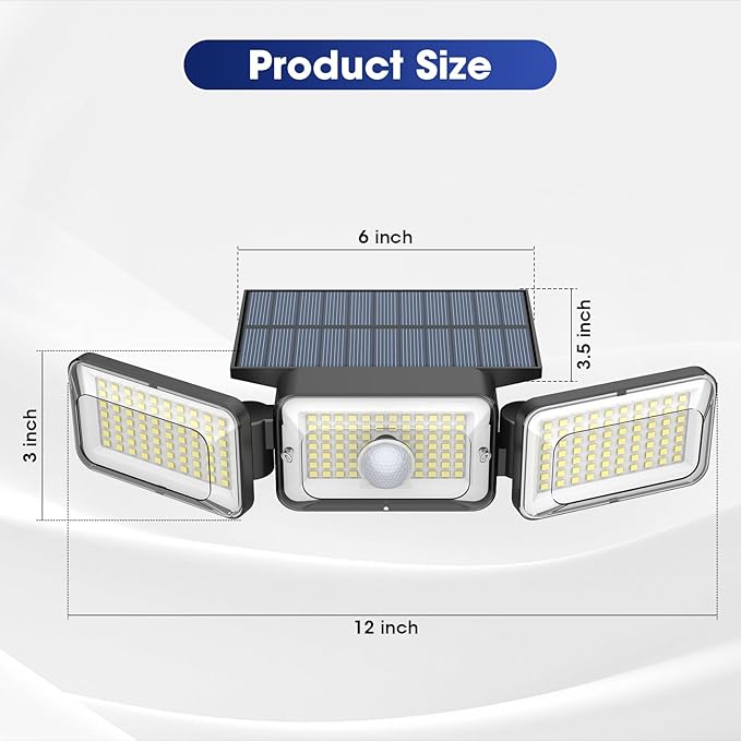 Solar Lights Outdoor Waterproof, Motion Sensor & Flood Outdoor Lights with Remote Control, 4 Adjustable Modes, 3000LM & 218 LED, High-Energy-Density Solar Panel-Monocrystalline Technology, 4 Pack
