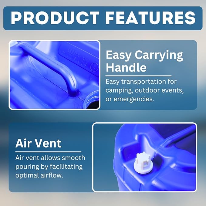 5-Gallon Stackable Water Storage Containers, 5 Gallons Each w/Lids + Spigot, Easy Fill, Survial Supply Emergency Water Storage for Camping and Disaster Preparedness, RV, 20 Gallon (4 Tanks)