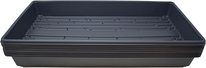 10 Plant Growing Trays (WITH Drain Holes) - 20" x 10" - Perfect Garden Seed Starter Grow Trays: for Seedlings, Indoor Gardening, Growing Microgreens, Wheatgrass & More - Soil or Hydroponic