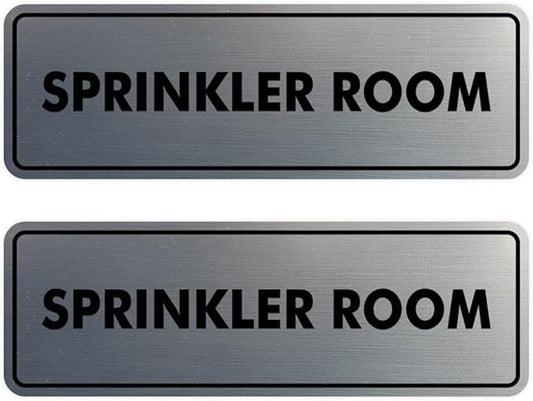 Signs ByLITA Standard Sprinkler Room Sign (Brushed Silver) - Medium 2 Pack