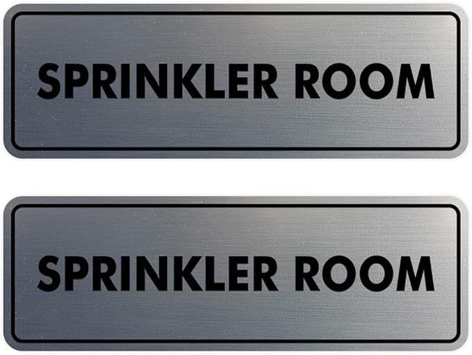 Signs ByLITA Standard Sprinkler Room Sign (Brushed Silver) - Small 2 Pack