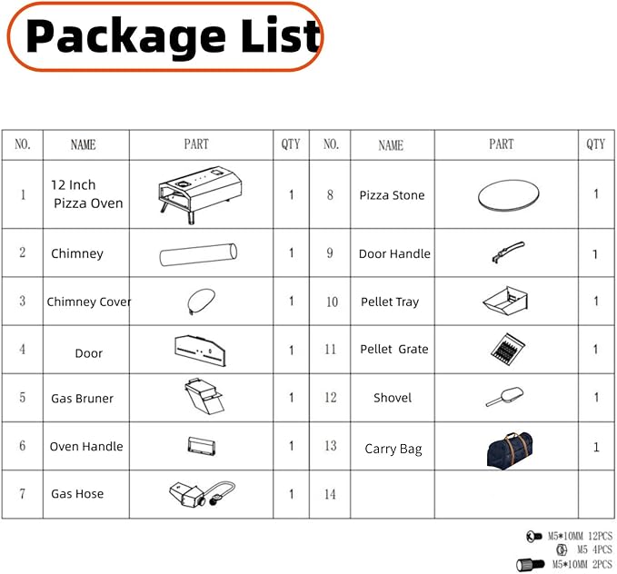 VEVOR Multi-fuel Outdoor Pizza Oven, 12-inch Gas & Wood Fired Pizza Maker with Auto Rotatable Stone, Portable Pizza Ovens for Outside Backyard Camp, Carry Cover, Shovel, CSA Certified, Black