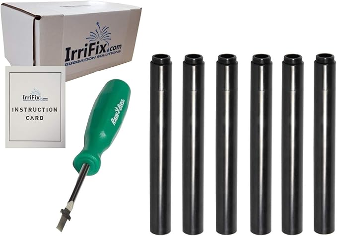 Box Set - Rain Bird Popup Riser Extensions 1800EXT | RainBird Universal Sprinkler Extenders 1800-EXT | Set of 6 with Instruction Card & RotorTool Screwdriver