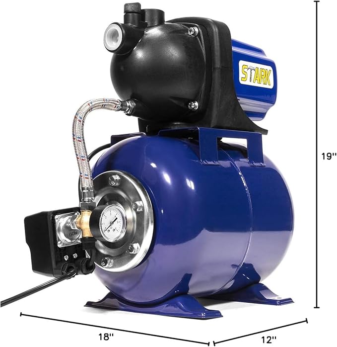 XtremepowerUS 1.6HP Shallow Well Pump Tank Garden Water Pump Booster System Pressurized Farm Irrigation 1000GPH, 1200W