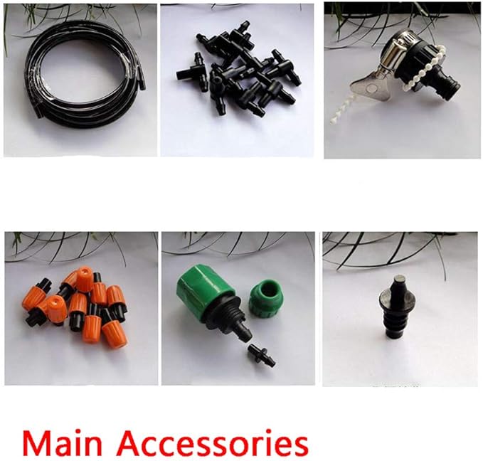 Drip Irrigation kit Plant Watering System Gravity Fed Irrigation Water Drip Setfor Garden Greenhouse Yard Lawn Home or Vacation Use 5M 4/7" Tube 5 Nozzles