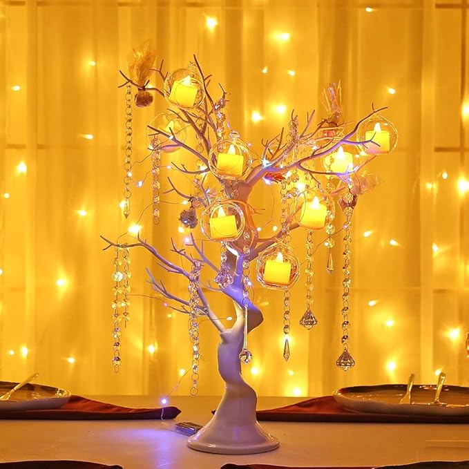 12 Pcs 3.15"/ 8cm Hanging Candle Holder Glass Globes for Candles, Air Plant Holders Terrarium Hanging Tea Lights Candle Holder Home Wedding Party Tree Decoration