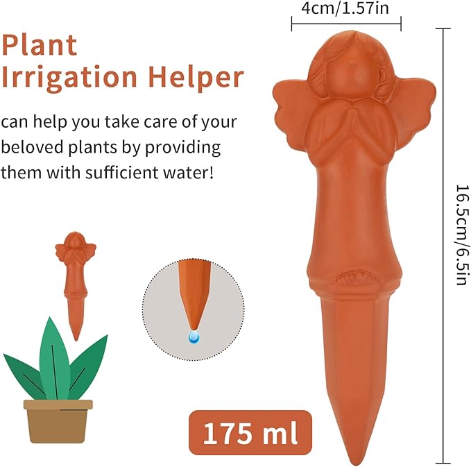 WILDKEN Terracotta Watering Globes, 3 Pack Angel Shaped Plant Watering Spikes Vacation Self-Watering Planters Devices for Indoor and Outdoor Plants