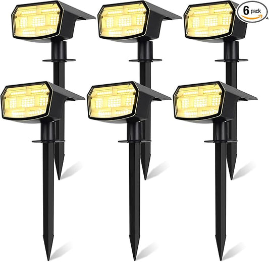 Solar Spot Lights Outdoor, 59 LED Solar Lights Outdoor Waterproof, Outdoor Solar Lights for Yard with 3 Lighting Modes, Landscape Spotlights for Garden Pathway Driveway, Warm White