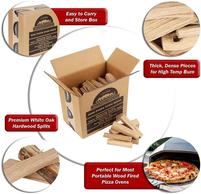 Mini Pizza Oven Wood 6 Inch Firewood Pizza Logs Naturally Cured White Oak Hardwood for Portable Wood Pizza Ovens 750 Cubic Inches, Approximately 12lbs (Cherry)