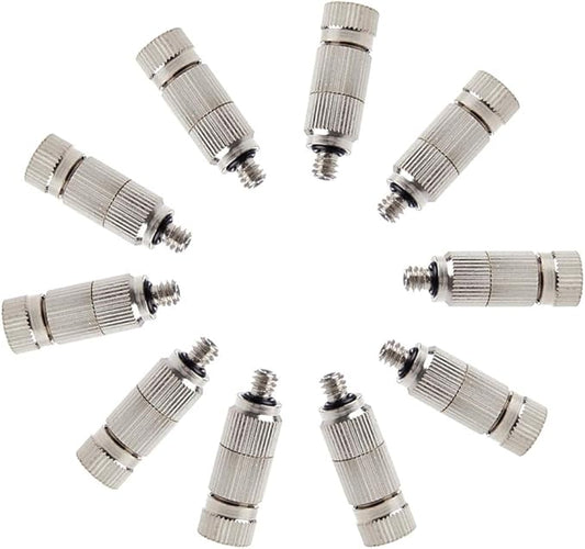 Metalwork 10 Pcs Stainless Steel Misting Nozzles For Outdoor Cooling Misting System, High Pressure Anti Drip Cleanable, 3/16" Thread (0.4mm)