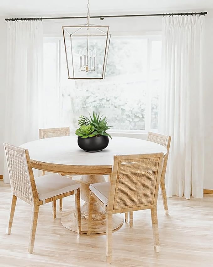 Fake Plants Artificial Succulents in Pots Faux Succulent Arrangement Potted Plant with Black Ceramic Pot for Home Decor Modern Office Desk Bathroom Shelf Living Room Indoor & Outdoor Decoration